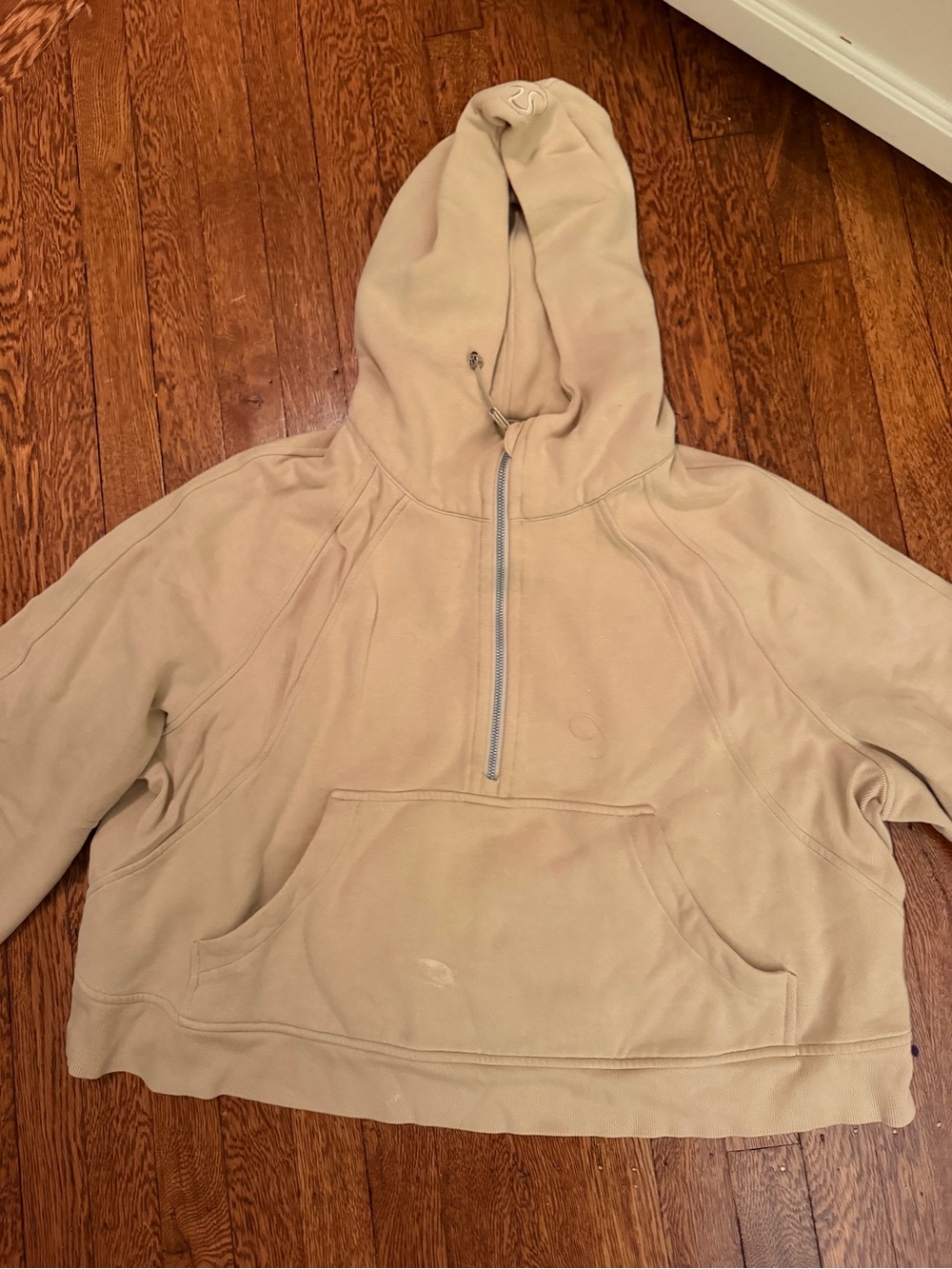 lululemon athletica Beige Half-Zip Hooded Pullover Sweater
